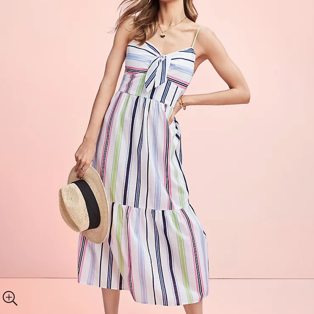 Loft Striped Midi Dress